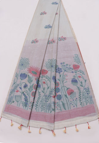 Samyoga Saree with Cream Colour and Border With Gold Shade-SA-820