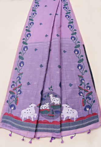 Samyoga Saree with Cream Colour and Border With Gold Shade-SA-854