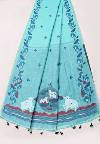 Samyoga Saree with Cream Colour and Border With Gold Shade-SA-853