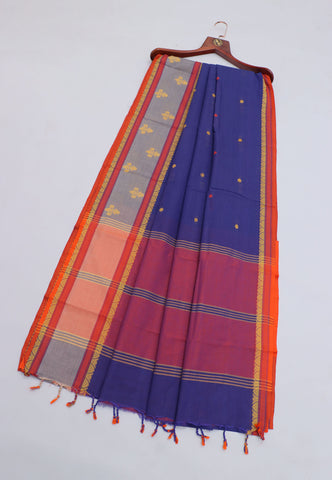 Kollam Katari Khadi With Light Blue Collur and Border with Red Shade - (SA-236)