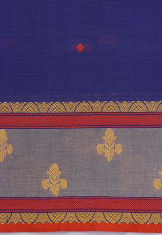 Kollam Katari Khadi With Light Blue Collur and Border with Red Shade - (SA-236)