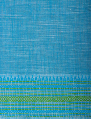 Alikam Khadi Cotton saree  in lime green with white slub texture -(SA-074)