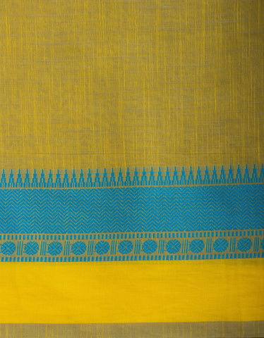 Cloud Grey with white slub effect Mangalagiri cotton saree-2 - (SA-065) - Dakshin Weaves