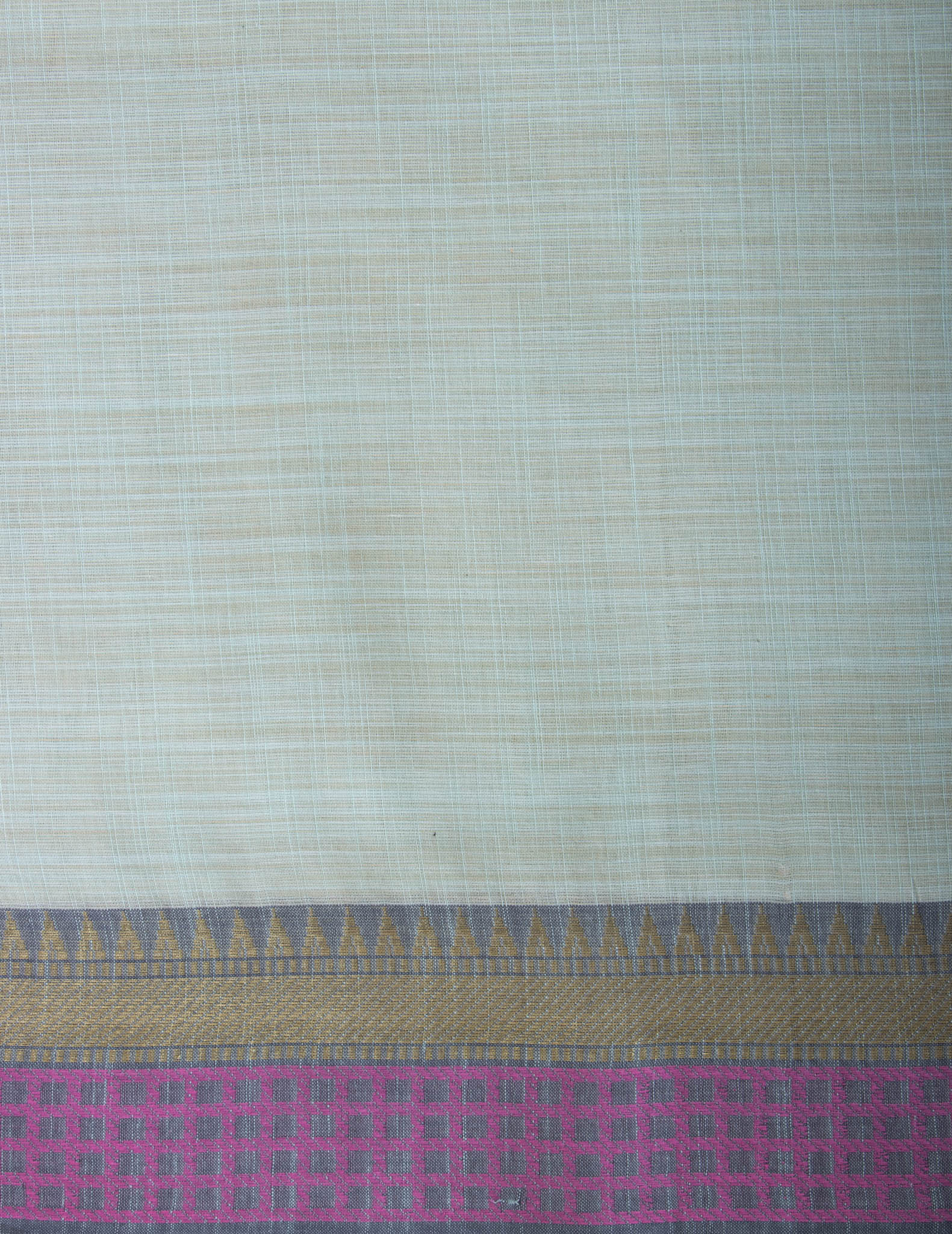Alikam Khadi Cotton saree in Ice Blue with white slub texture -(SA-077) - Dakshin Weaves