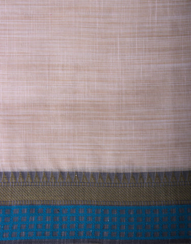 Alikam Khadi Cotton saree in Ice Blue with white slub texture -(SA-077) - Dakshin Weaves