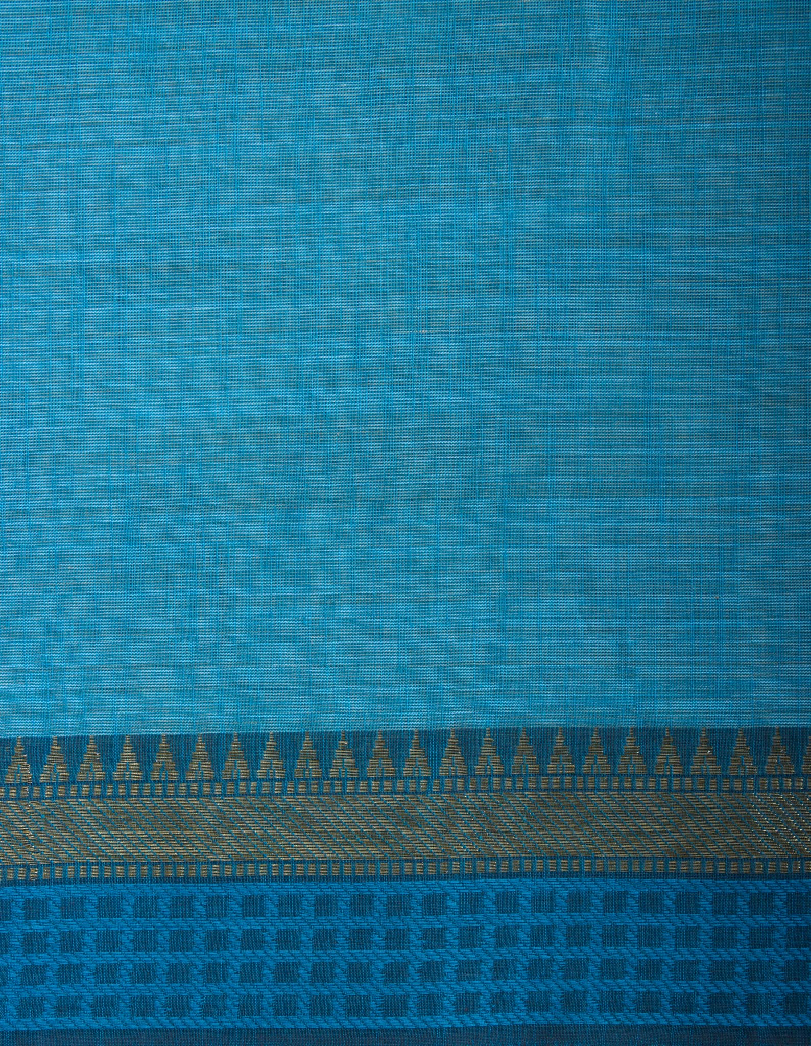Alikam Khadi Cotton saree in Ice Blue with white slub texture -(SA-077) - Dakshin Weaves