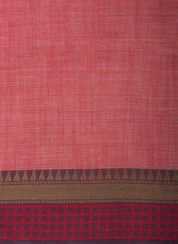 Alikam Khadi Cotton saree in Ice Blue with white slub texture -(SA-077) - Dakshin Weaves