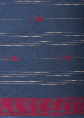Venkatagiri Cotton saree in Grape Purple with hand woven lines and buttas - (SA-076) - Dakshin Weaves