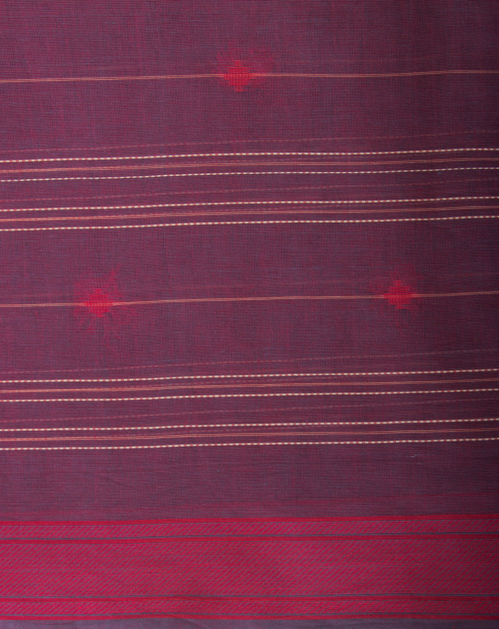 Venkatagiri Cotton saree in Grape Purple with hand woven lines and buttas - (SA-076) - Dakshin Weaves