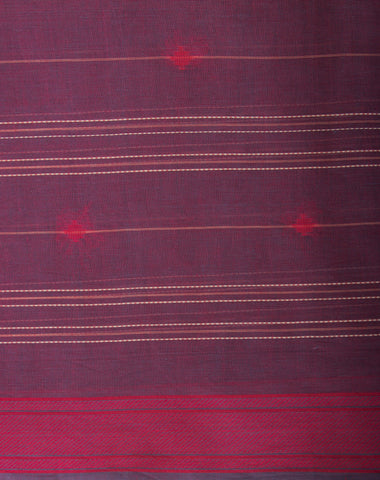 Venkatagiri Cotton saree in Grape Purple with hand woven lines and buttas - (SA-076) - Dakshin Weaves