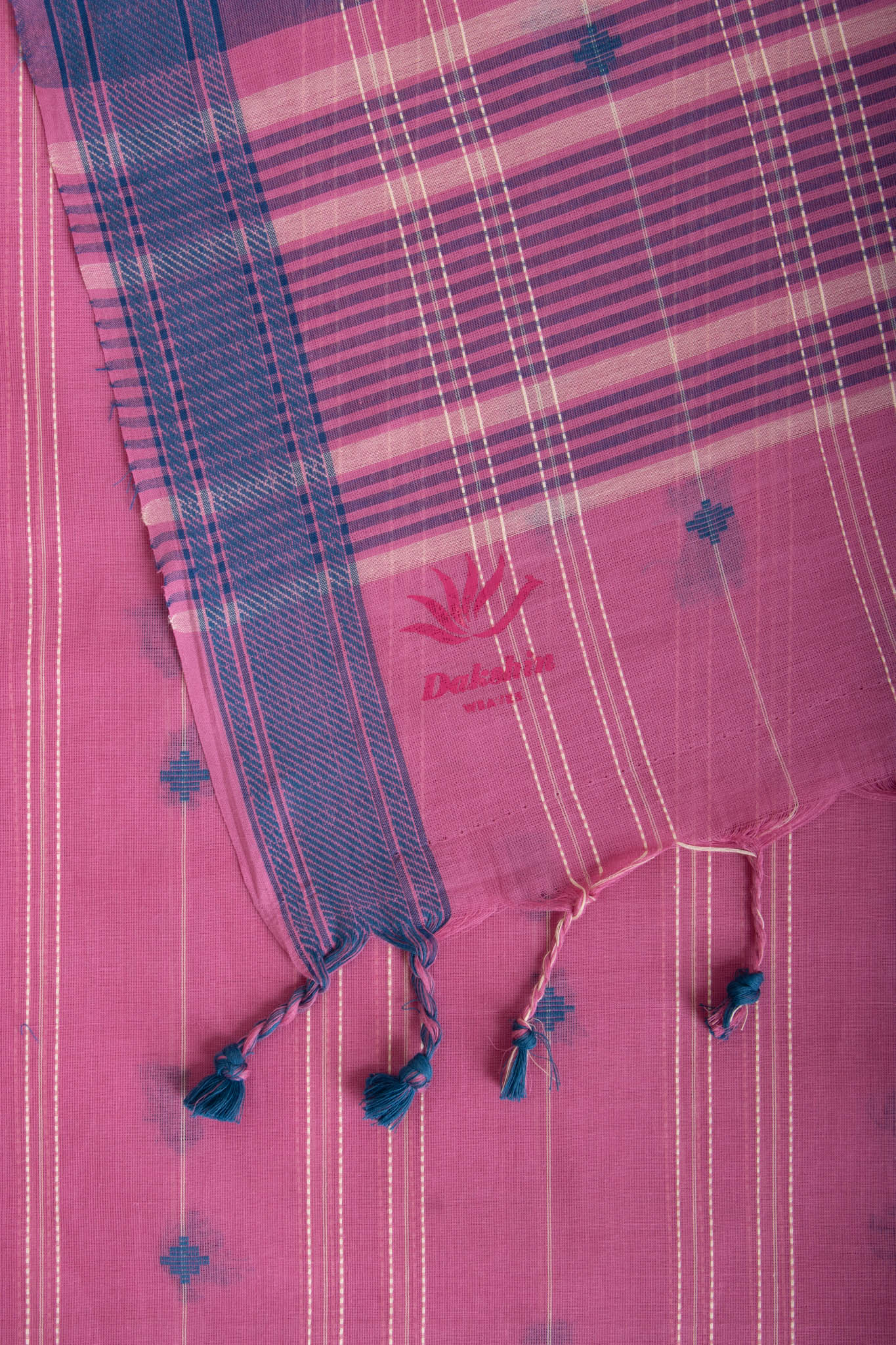 Venkatagiri Cotton saree in Grape Purple with hand woven lines and buttas - (SA-076) - Dakshin Weaves
