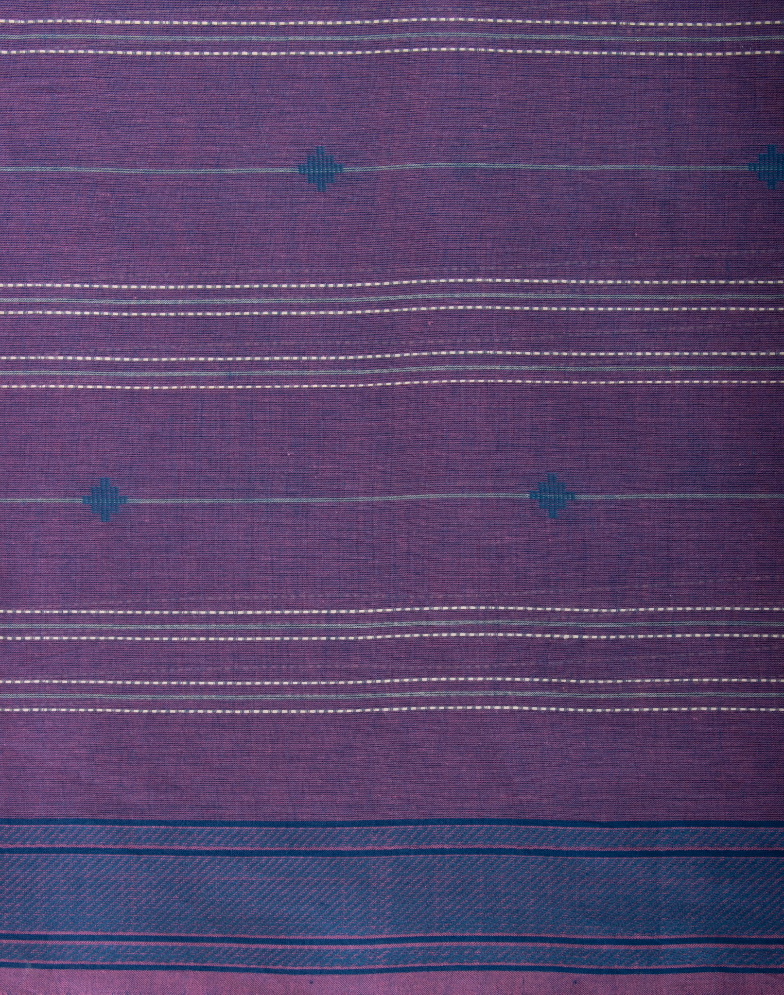 Venkatagiri Cotton saree in Grape Purple with hand woven lines and buttas - (SA-076) - Dakshin Weaves