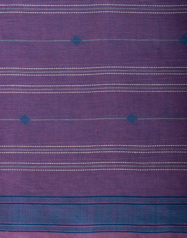 Venkatagiri Cotton saree in Grape Purple with hand woven lines and buttas - (SA-076) - Dakshin Weaves