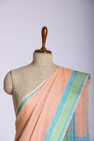 Alikam Khadi Cotton saree  in lime green with white slub texture -(SA-074)