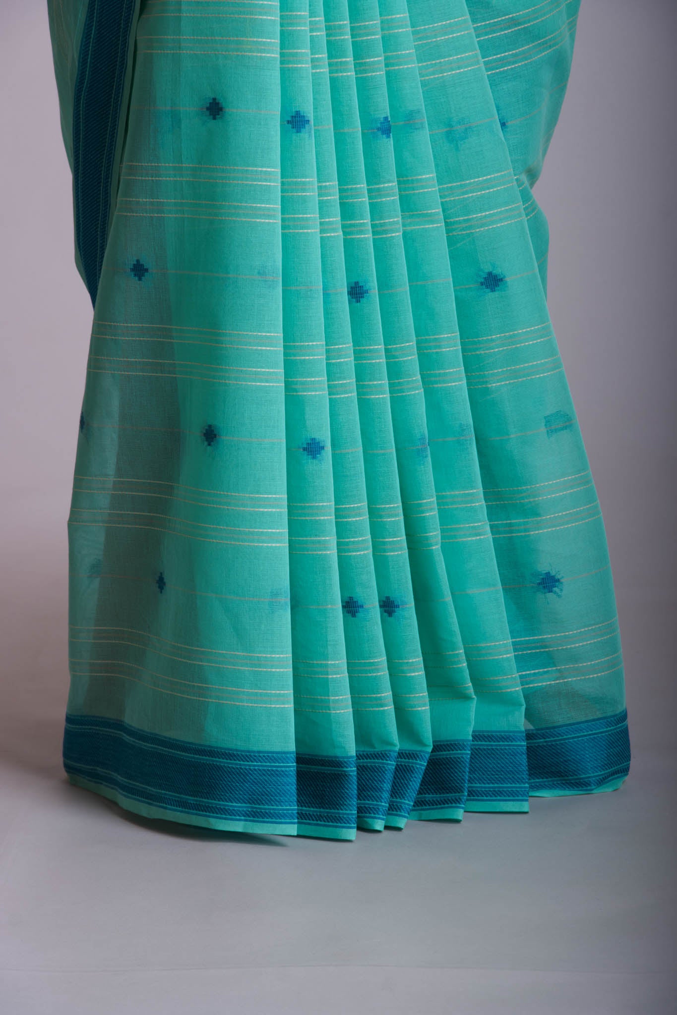 Venkatagiri Cotton saree in Grape Purple with hand woven lines and buttas - (SA-076) - Dakshin Weaves