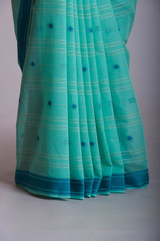 Venkatagiri Cotton saree in Grape Purple with hand woven lines and buttas - (SA-076) - Dakshin Weaves