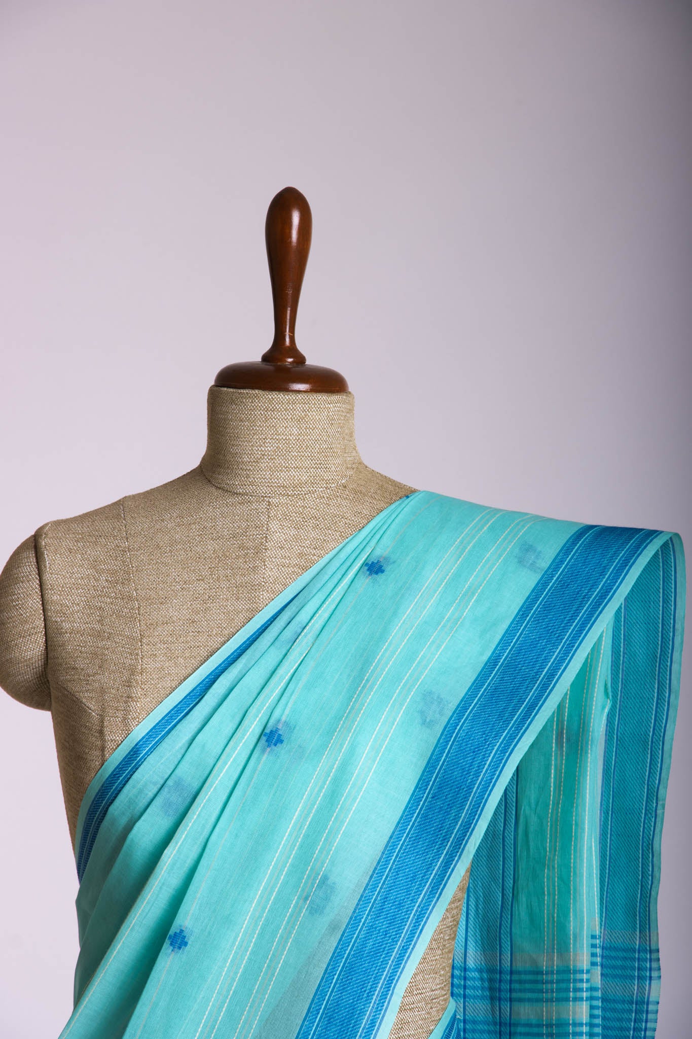 Venkatagiri Cotton saree in Grape Purple with hand woven lines and buttas - (SA-076) - Dakshin Weaves
