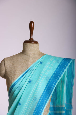 Venkatagiri Cotton saree in Grape Purple with hand woven lines and buttas - (SA-076) - Dakshin Weaves