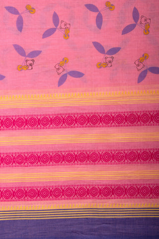 Chettinadu Cotton Saree in Lime Green and unique Block print motif -(SA-115)